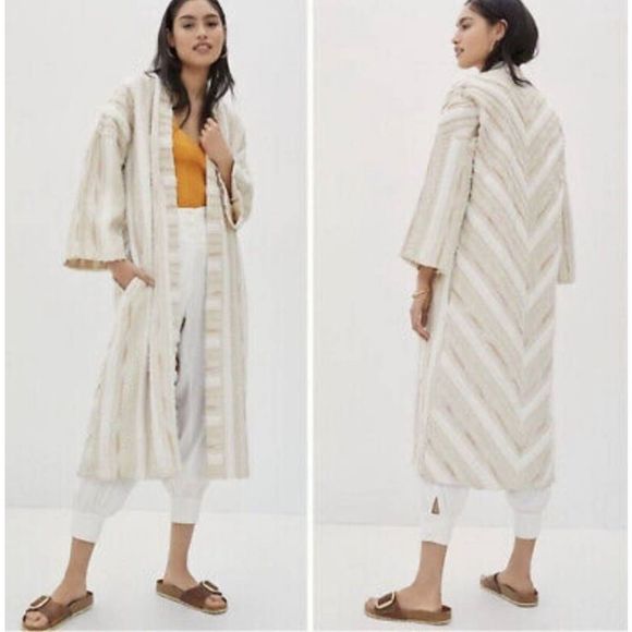 Anthropologie Jackets & Blazers - OLLARI Anthropologie Renee Lagenlook Boho Textured Open Kimono Duster Jacket sz